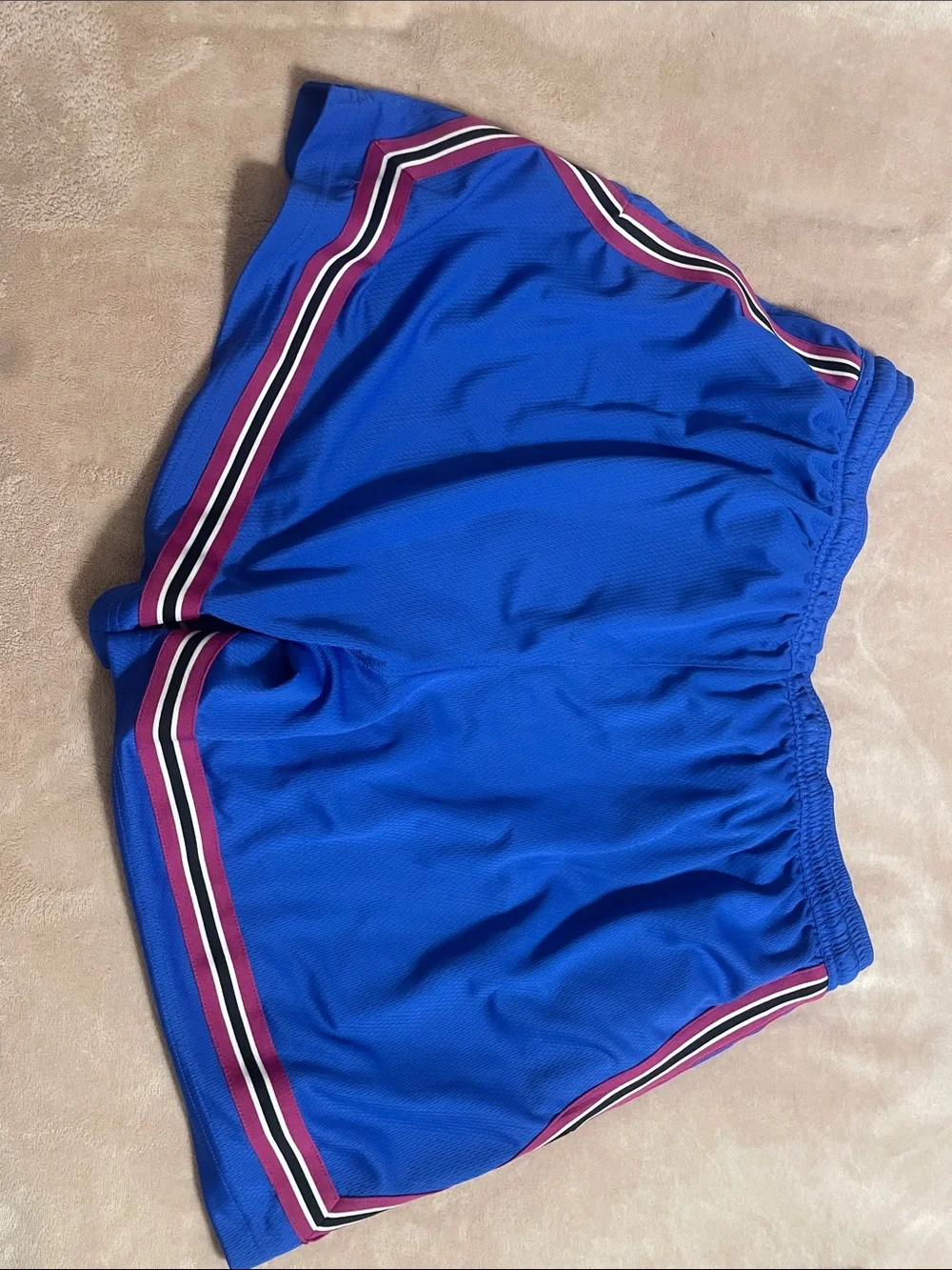Nike Royal Blue Mens Athletic Shorts with Magenta and White Side Stripes